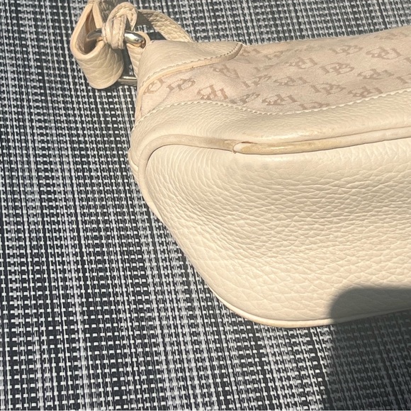 Dooney & Bourke Vintage Leather Canvas Monogram Shoulder Satchel Cream GUC - Picture 6 of 14